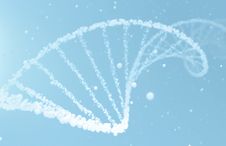 Light blue and white concept 3D Illustration of transparent DNA helix